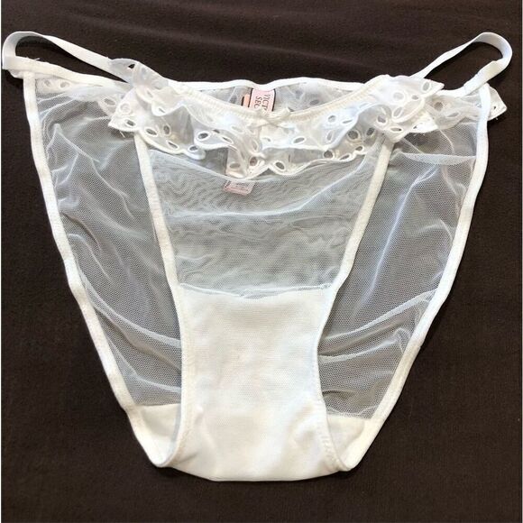 VICTORIA’S SECRET - NWT - L Sz L Dream Angels Sheer Eyelet-Trimmed String Bikini - Picture 12 of 14